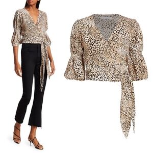 Faithfull the Brand Bisset Leopard Print Wrap Top